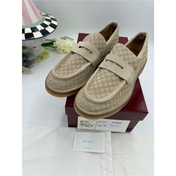 Men\'s Gucci suede GG monogram web loafers size 9 fits 9.5 US made in Italy main image 8